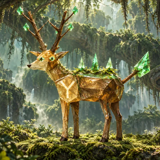 Branchbearer, a wooden deer with leafy antlers