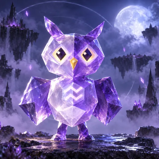 Veilowl, a violet crystal owl